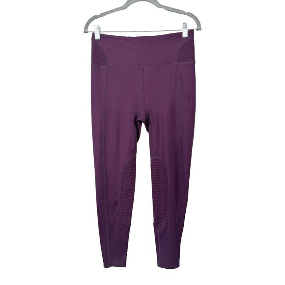 Free People FP Movement Purple plum eggplant Leggings Ribbed Mesh Detail medium - Picture 1 of 7